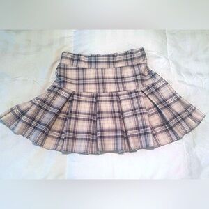 French  Kiss size, small plaid pleaded skirt, adorable women’s cream, and browns
